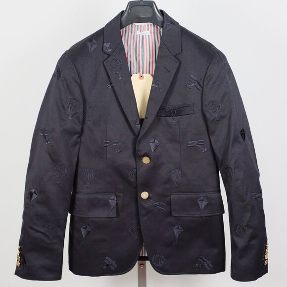 Thom Browne suit 0 / 36 jacket blazer navy Sky Icons 2022 cotton sport coat - Picture 1 of 15